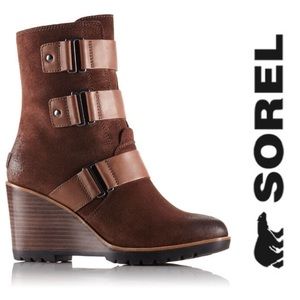 Sorel After Hours Wedge Boots Brown Suede